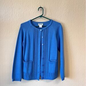 Vintage 1990's National blue acrylic knit cardigan sweater size PS